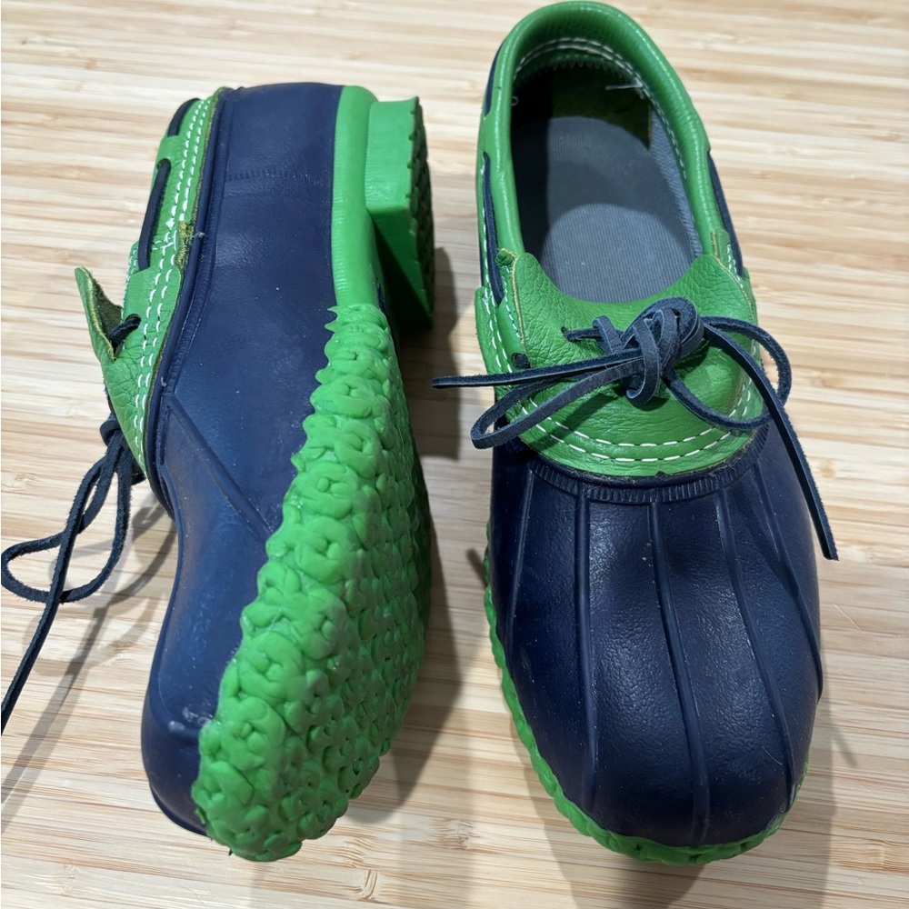 L.L. Bean Rare Navy & Green Duck Boots